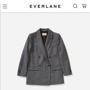 Everlane Grey Houndstooth Oversized Double Breasted Wool Blend blazer